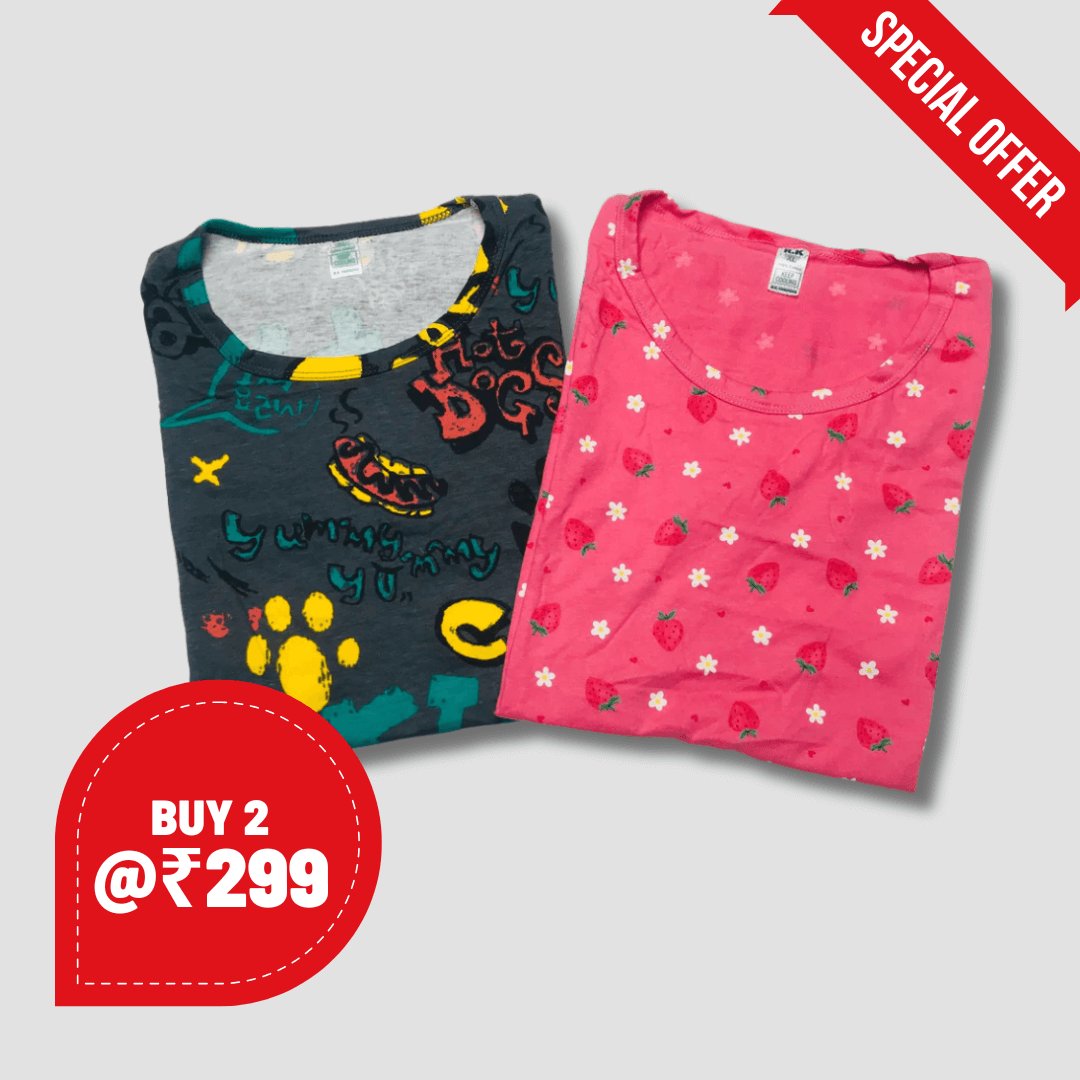 Ladies T-Shirt Combo Pack of 2 (34 Inch)