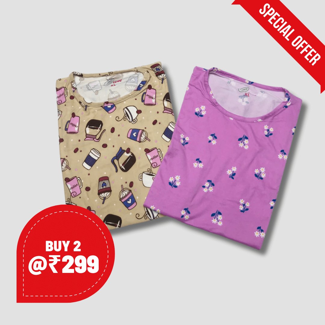 Ladies T-Shirt Combo Pack of 2 (36 Inch)