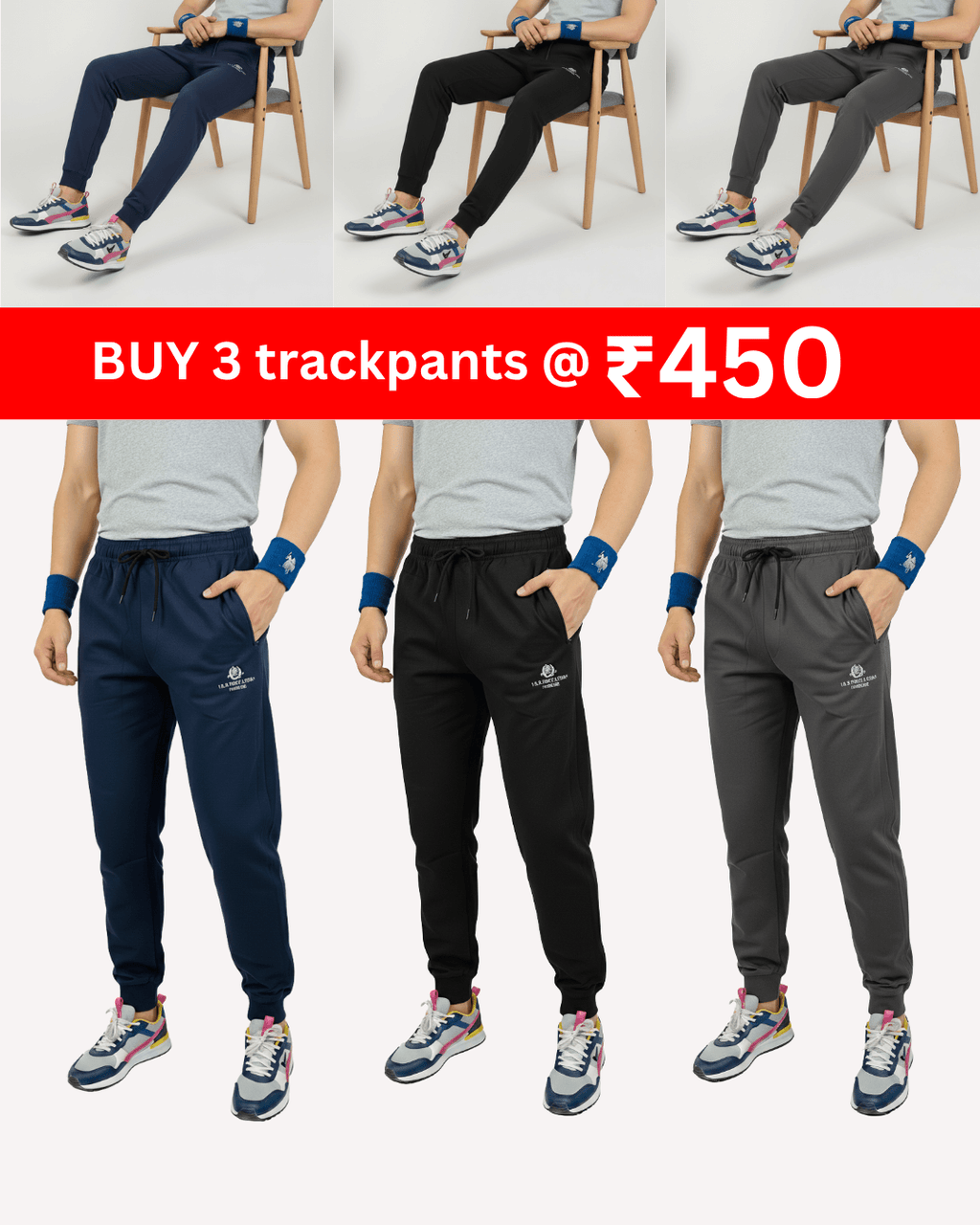 Mens Rib Track Pant Combo Pack Of 3