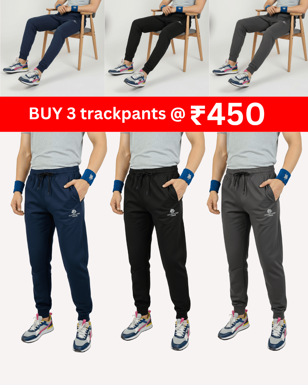 Mens Rib Track Pant Combo Pack Of 3