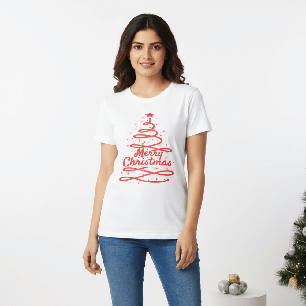 Christmas Cheer Red Ladies T-Shirt