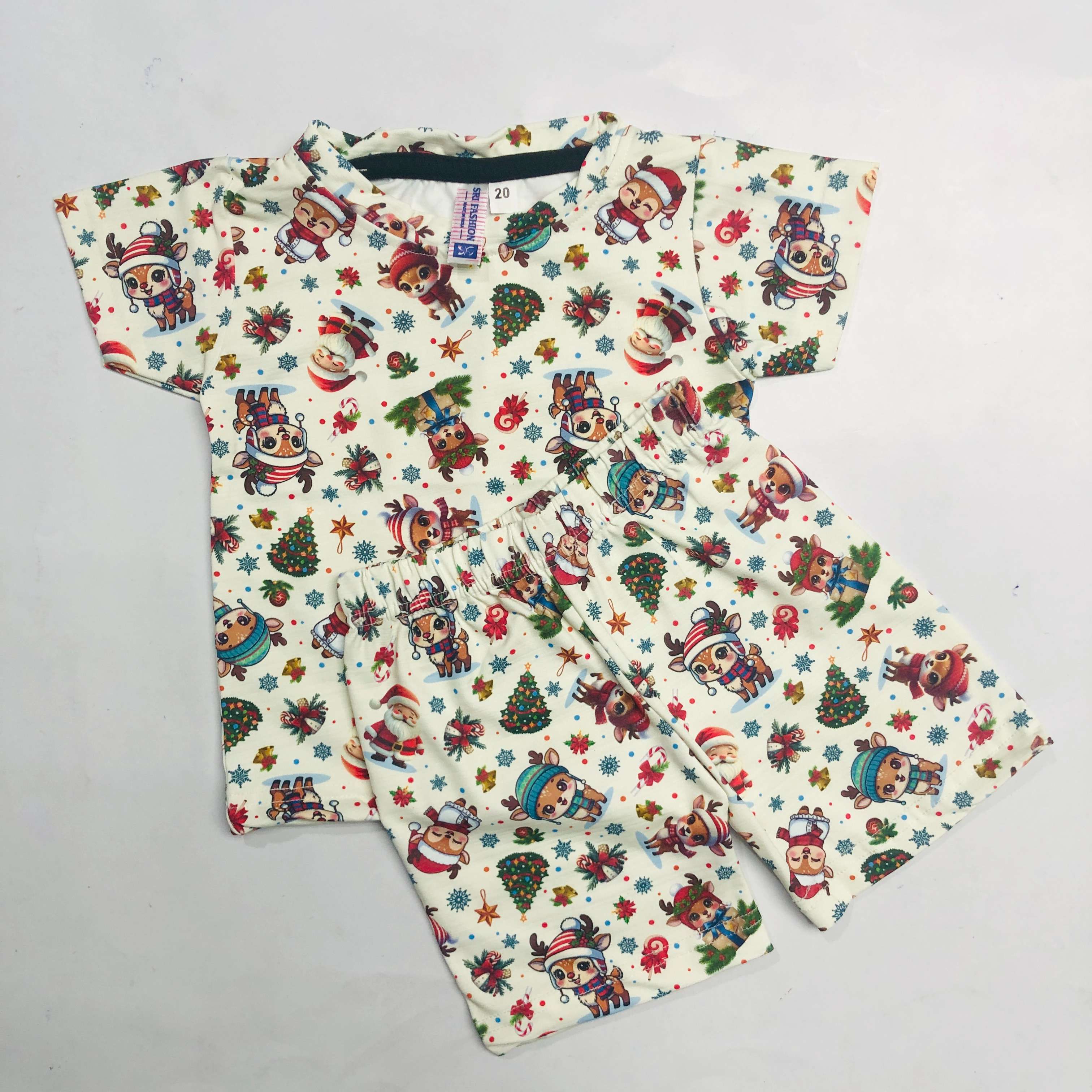 Cute Santa Print Kids Christmas Nikker Set