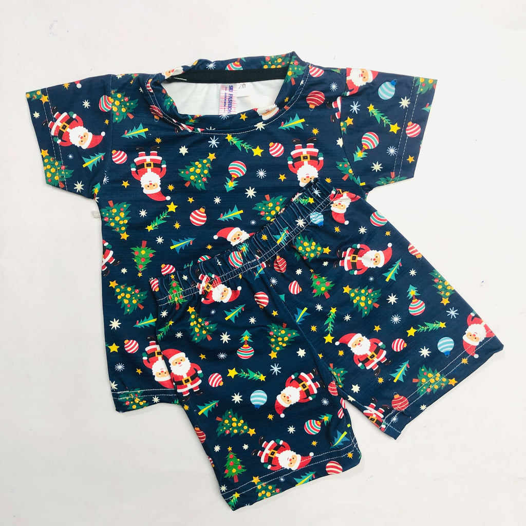 Cute Santa Print Kids Christmas Nikker Set