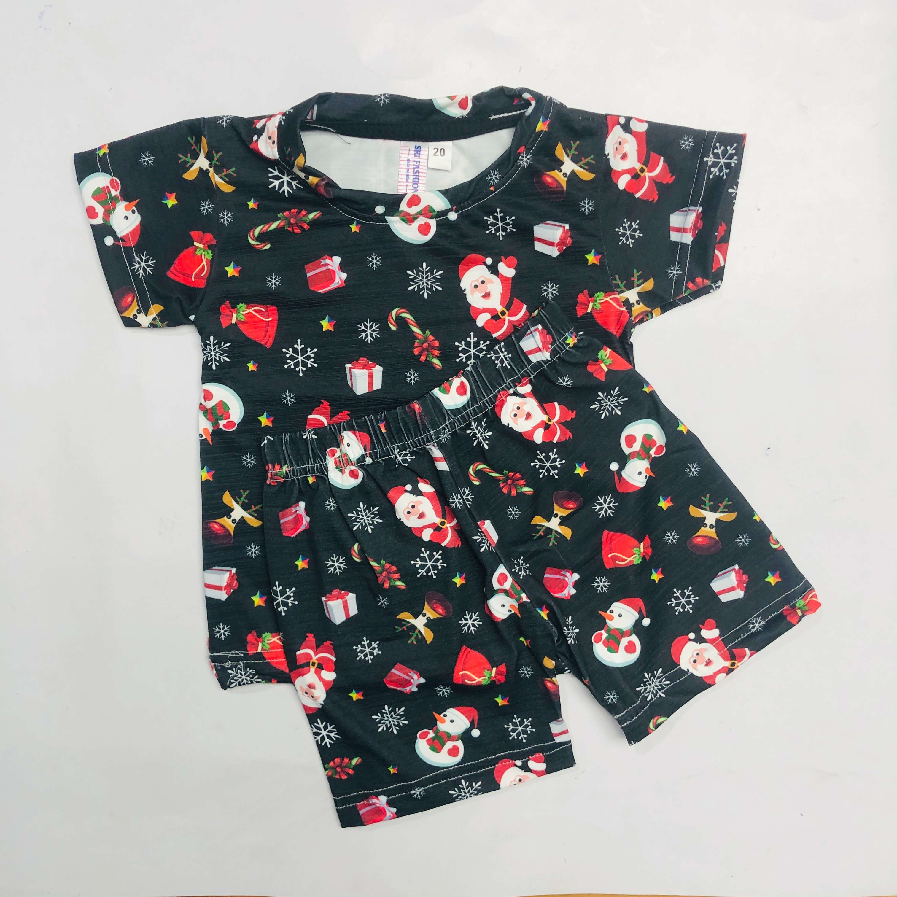 Cute Santa Print Kids Christmas Nikker Set