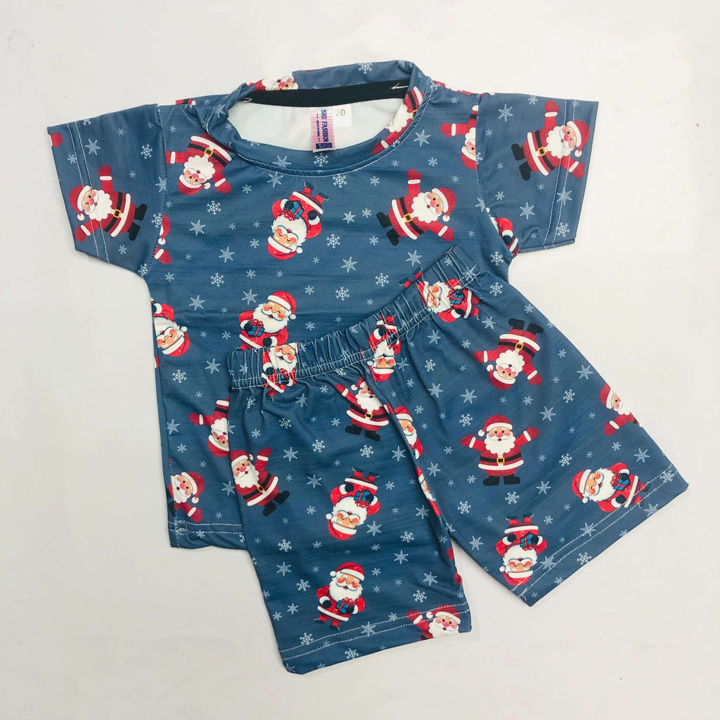 Cute Santa Print Kids Christmas Nikker Set