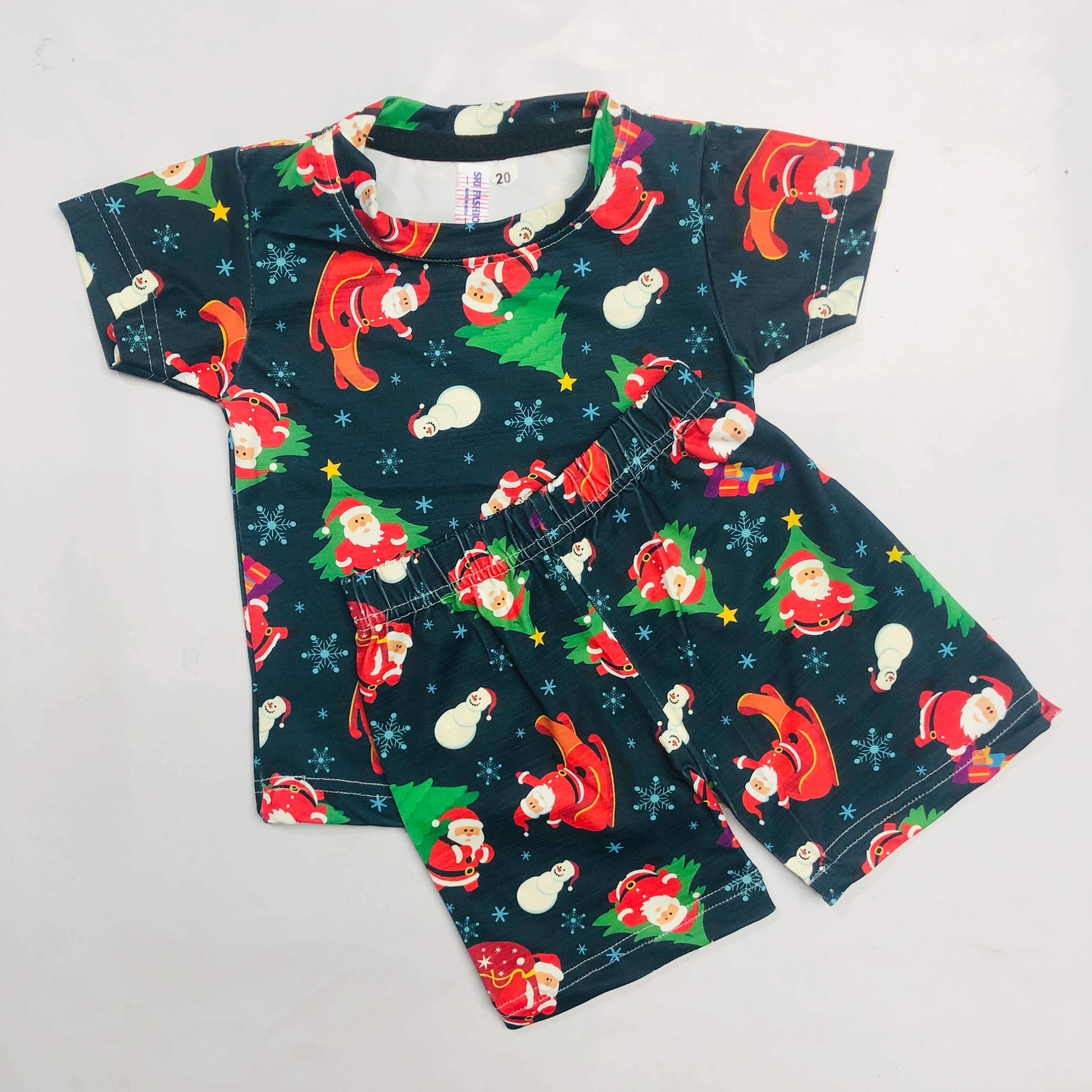 Cute Santa Print Kids Christmas Nikker Set