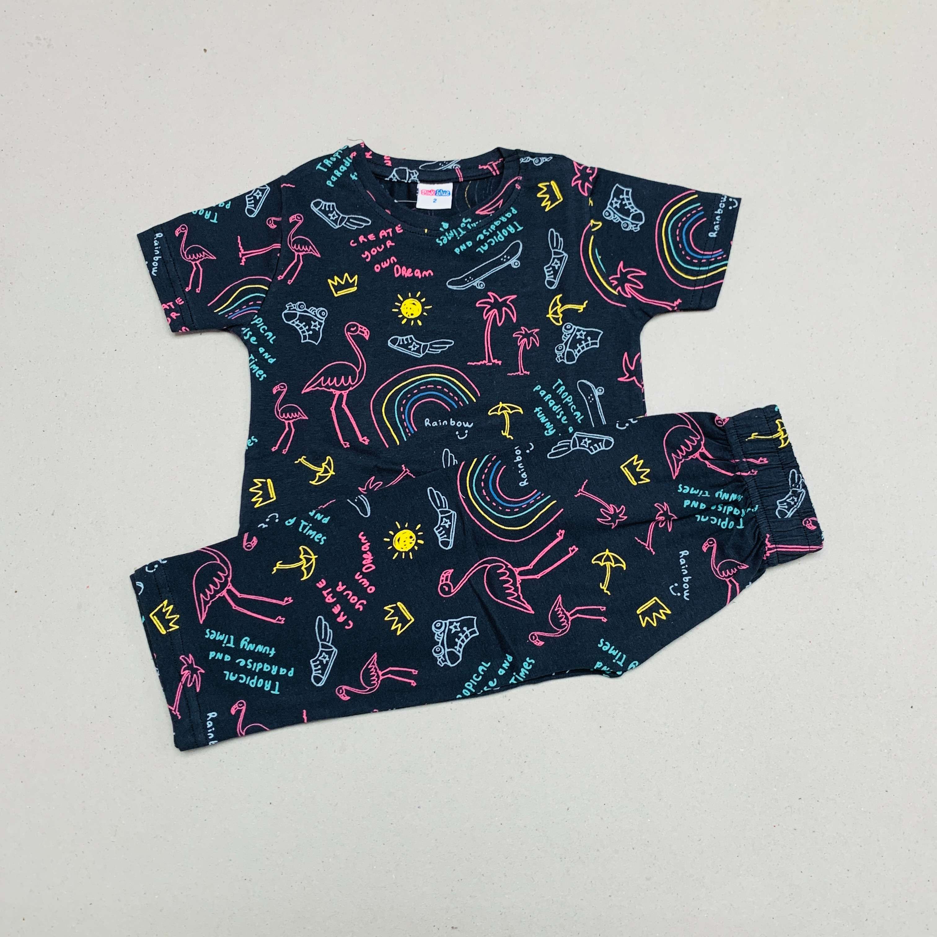 Pink Blue Printed Set