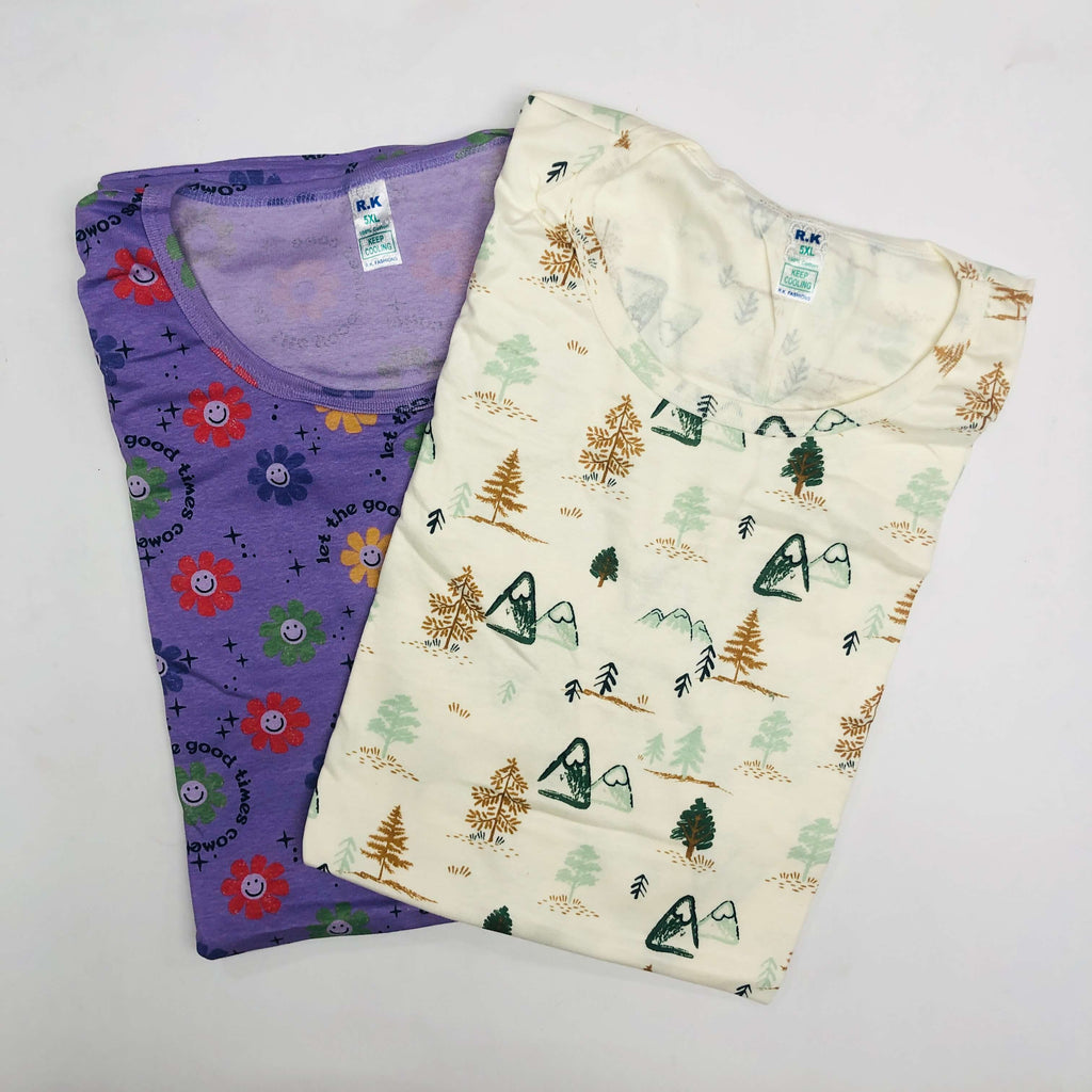 RK Ladies Tshirt Combo Pack Of 2 (46 Inch)