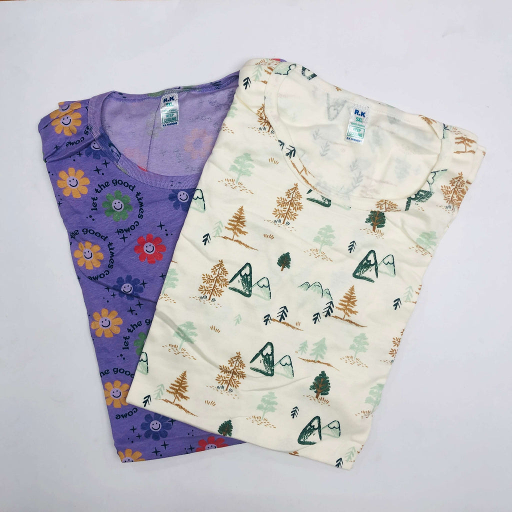 RK Ladies Tshirt Combo Pack Of 2 (46 Inch)