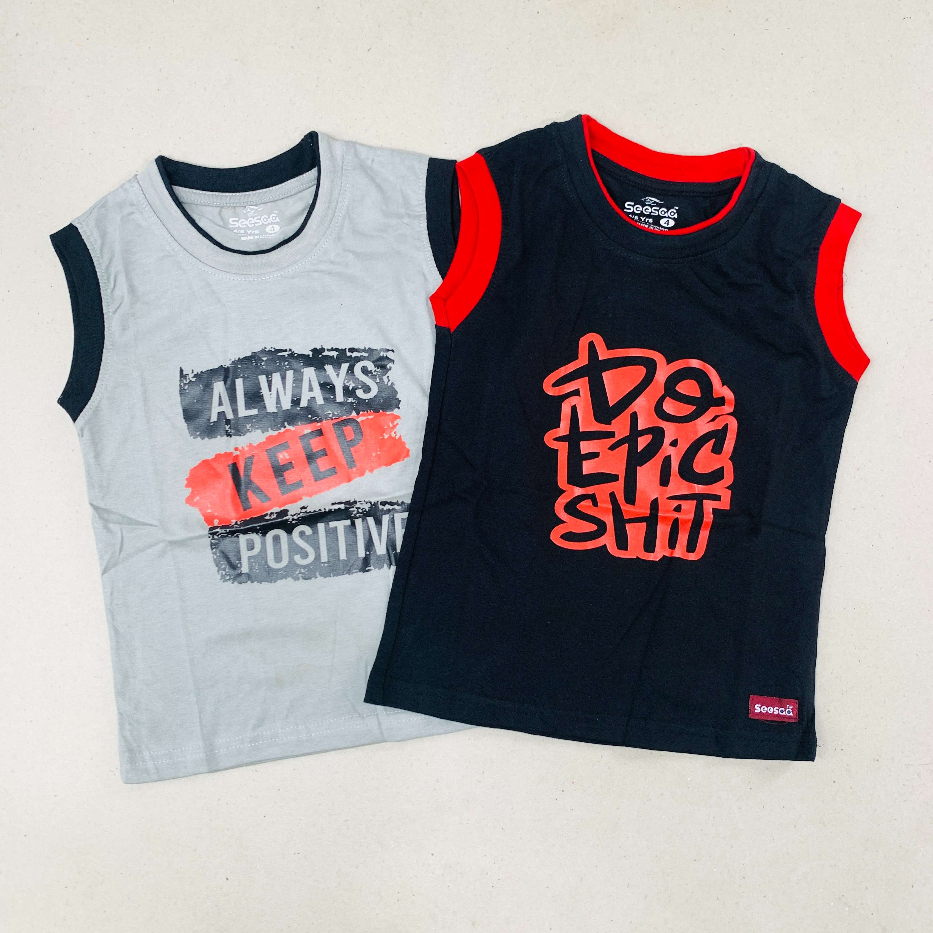 Seesaa sleeveless T-Shirt Combo Pack Of 2