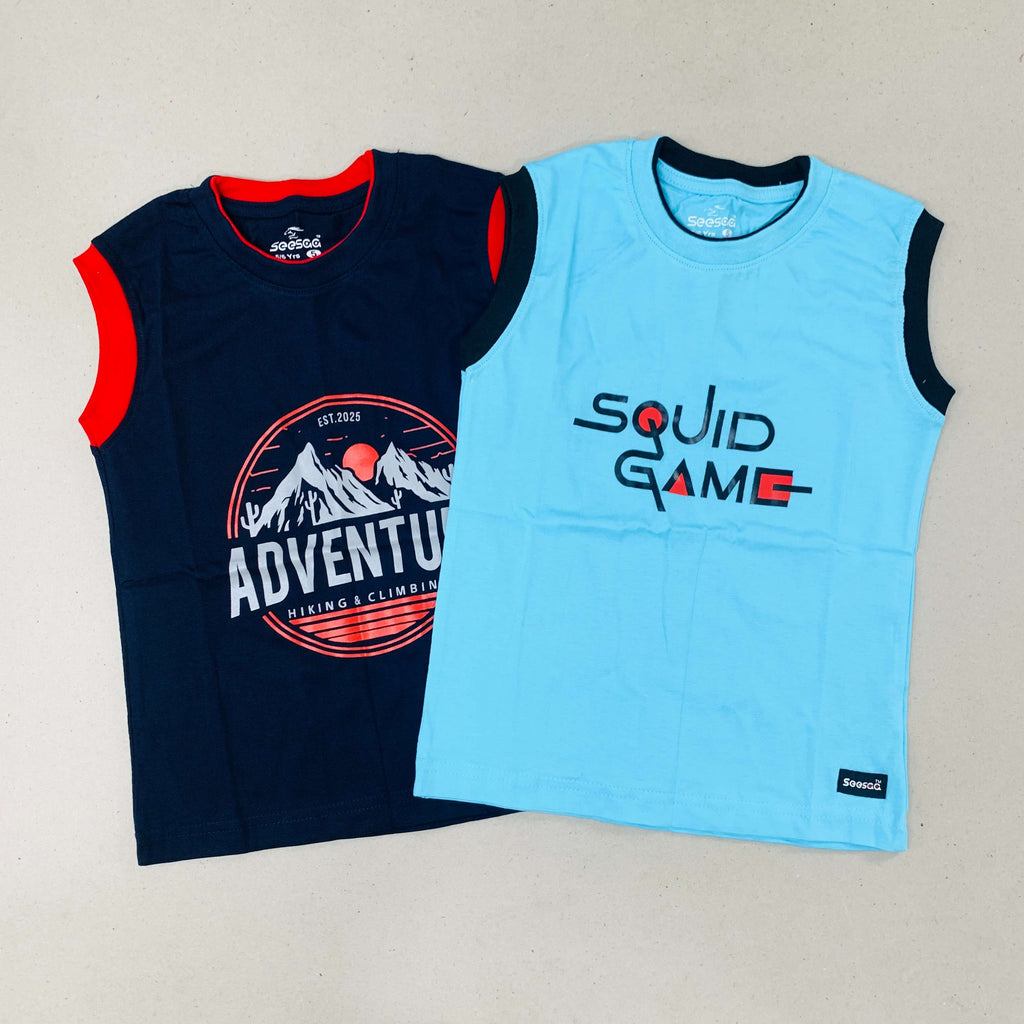 Seesaa sleeveless T-Shirt Combo Pack Of 2