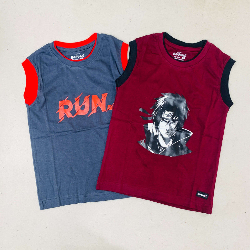 Seesaa sleeveless T-Shirt Combo Pack Of 2