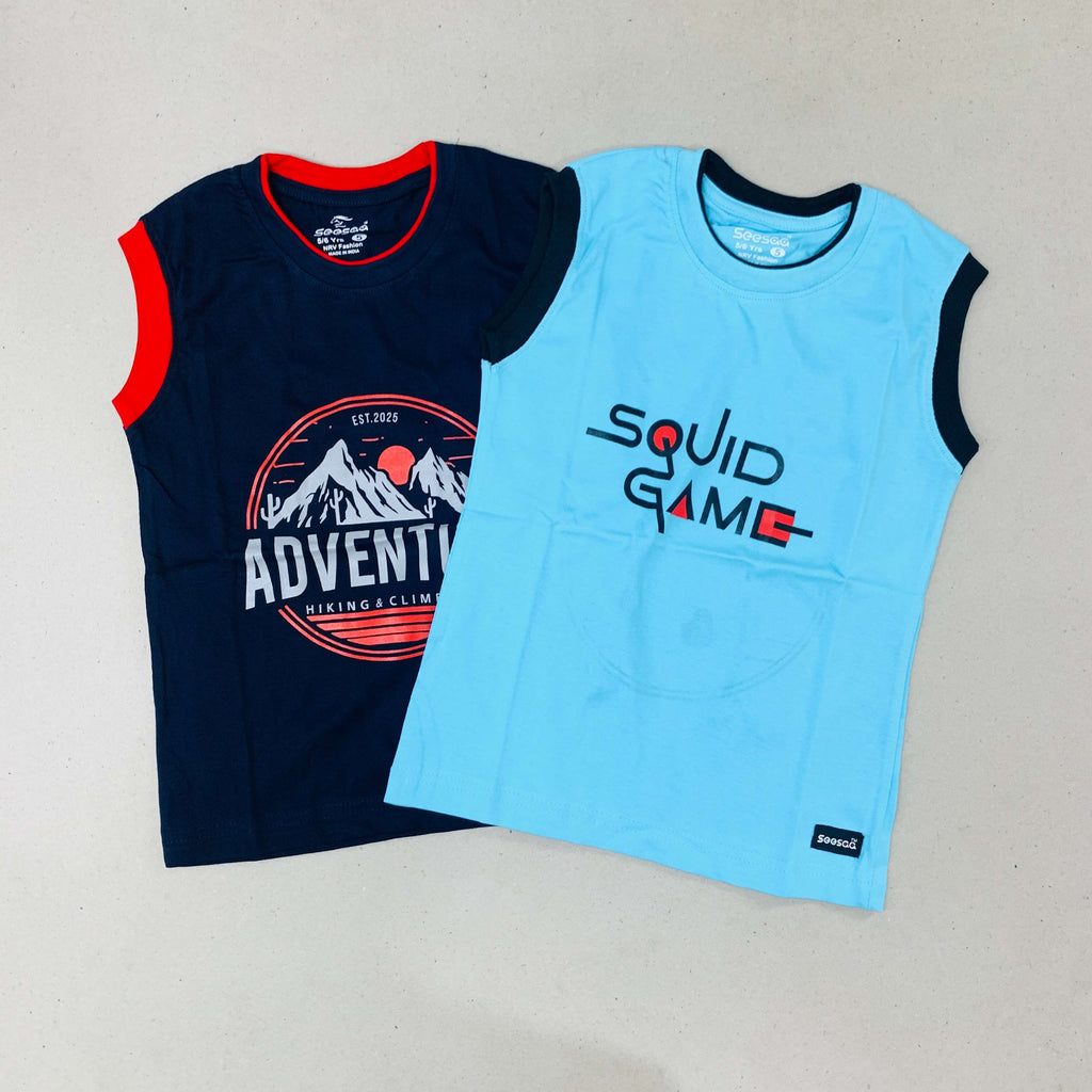 Seesaa sleeveless T-Shirt Combo Pack Of 2