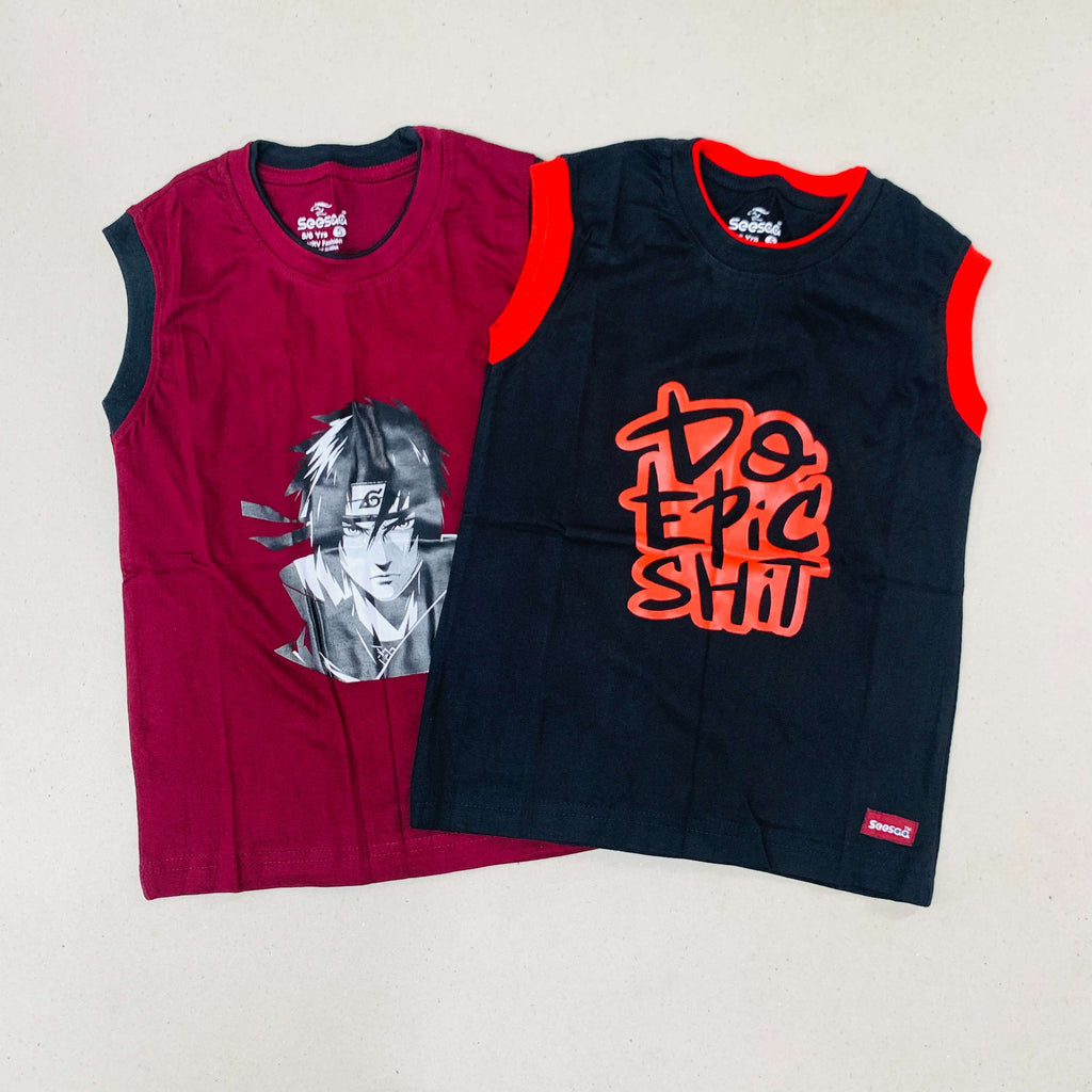 Seesaa sleeveless T-Shirt Combo Pack Of 2