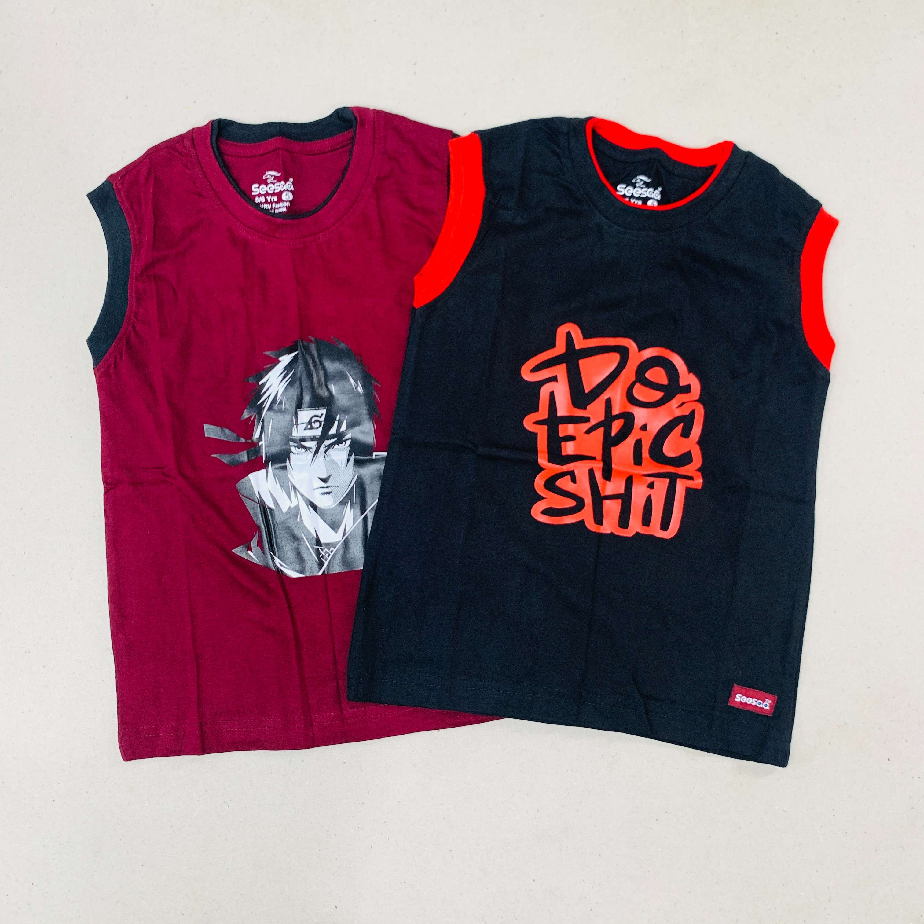 Seesaa sleeveless T-Shirt Combo Pack Of 2