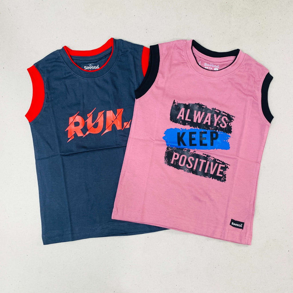 Seesaa sleeveless T-Shirt Combo Pack Of 2