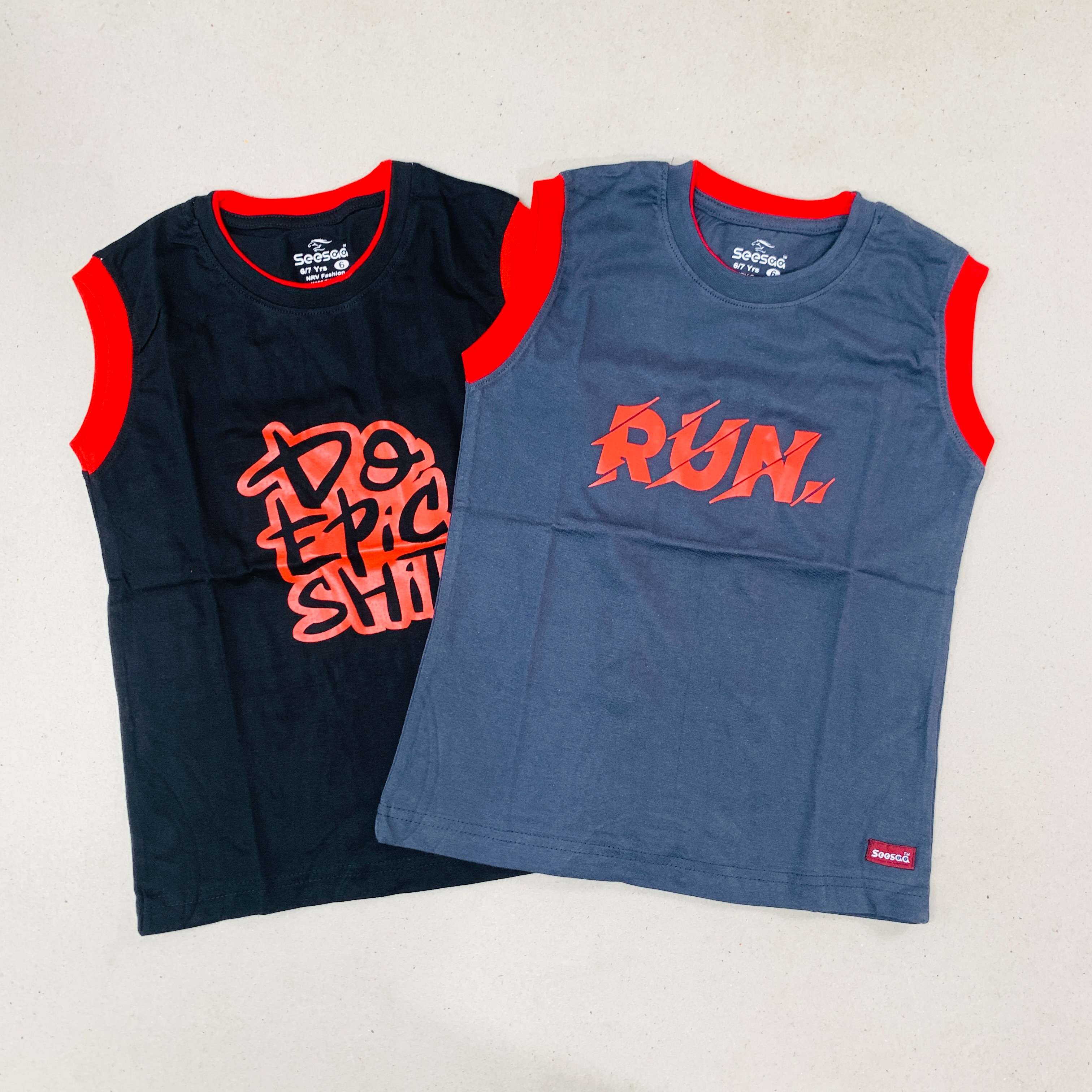 Seesaa sleeveless T-Shirt Combo Pack Of 2