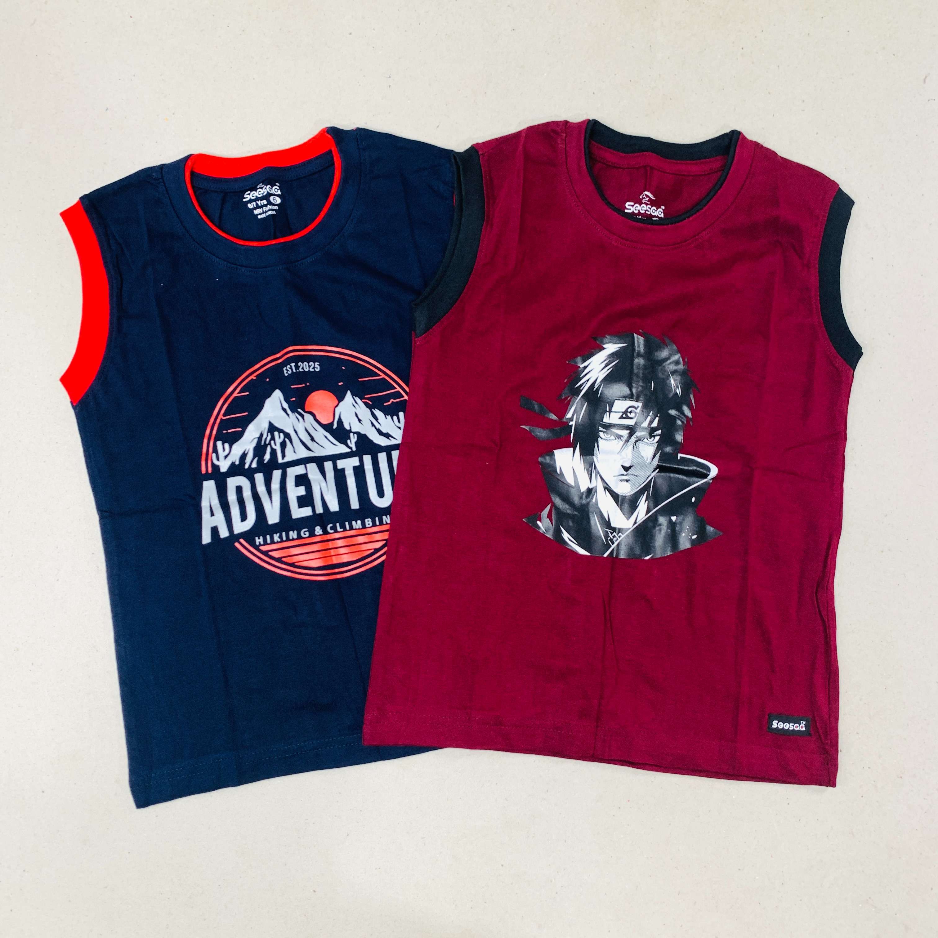 Seesaa sleeveless T-Shirt Combo Pack Of 2