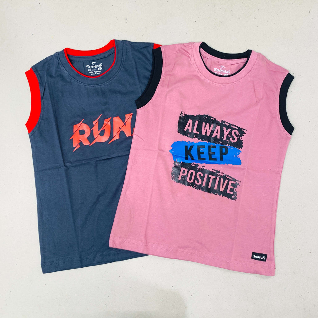 Seesaa sleeveless T-Shirt Combo Pack Of 2