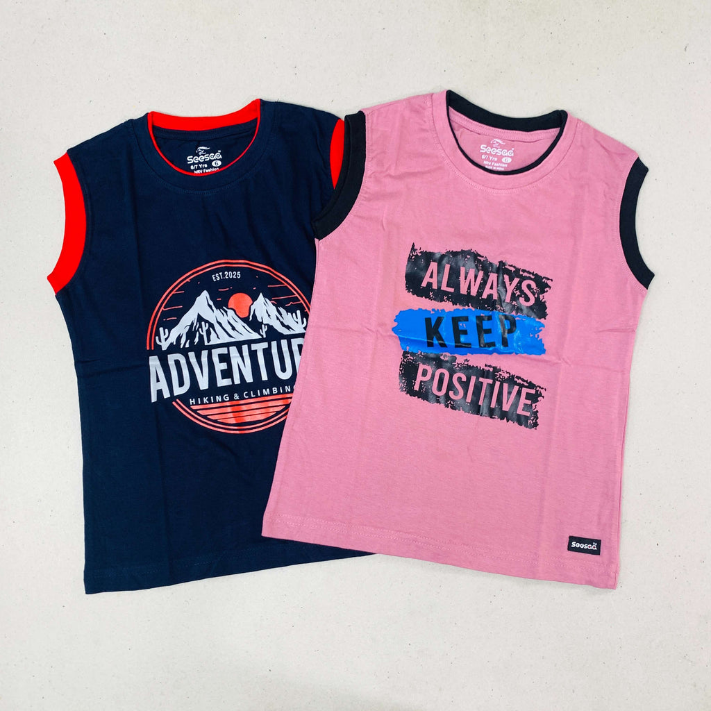Seesaa sleeveless T-Shirt Combo Pack Of 2
