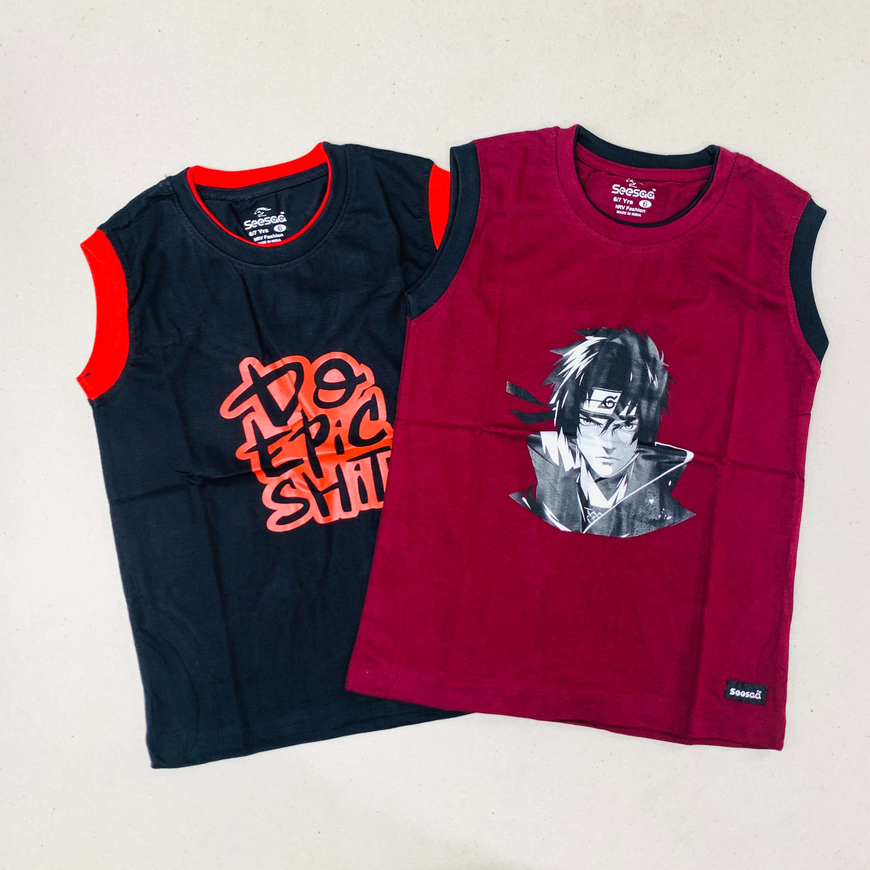 Seesaa sleeveless T-Shirt Combo Pack Of 2
