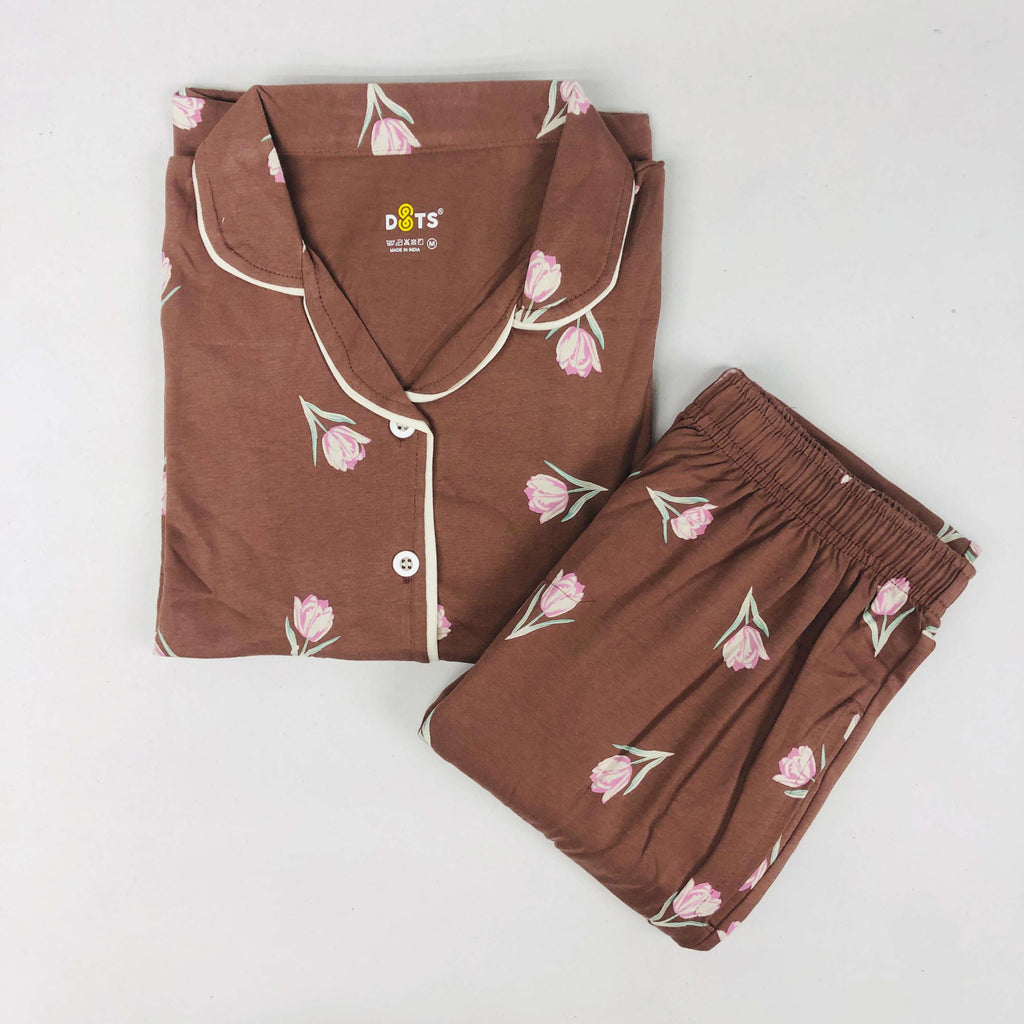 Dots Collar Pant Set with Pocket