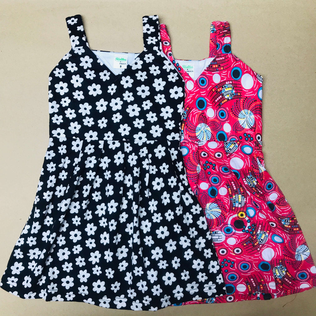 Blooms Sleeveless Frock (Pack Of 2)