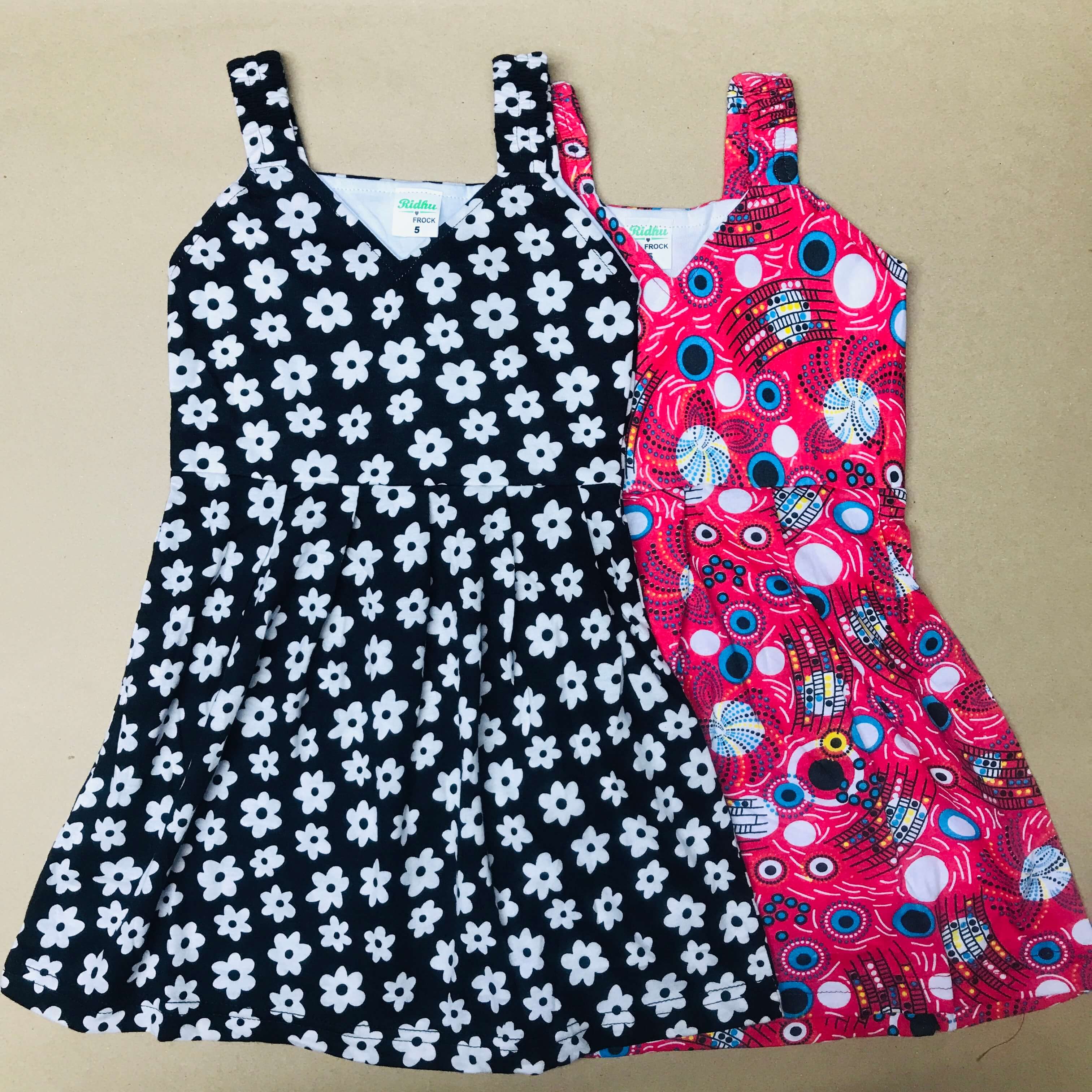 Blooms Sleeveless Frock (Pack Of 2)
