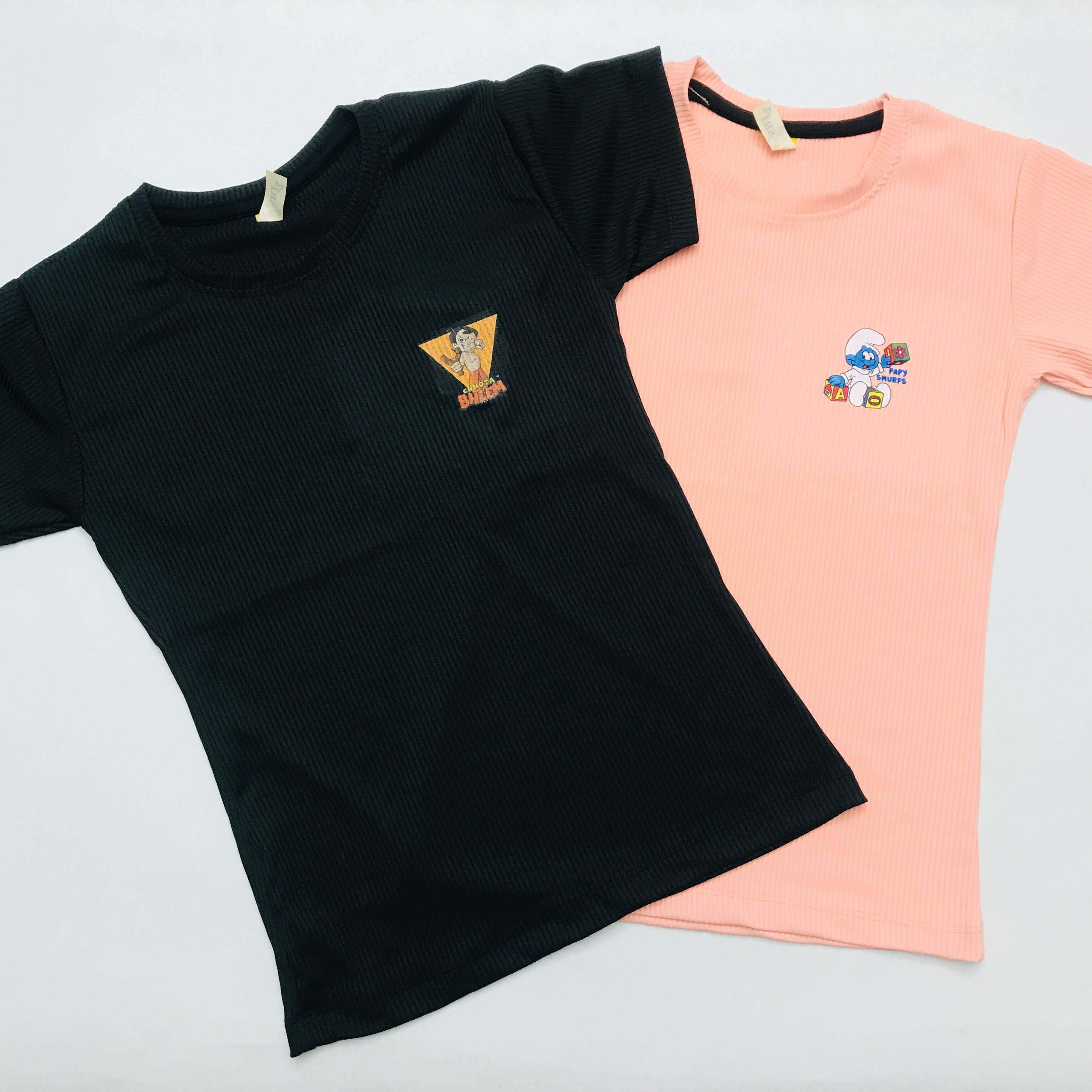 Printed Fabric Tencel T Shirt  (Pack of 2)