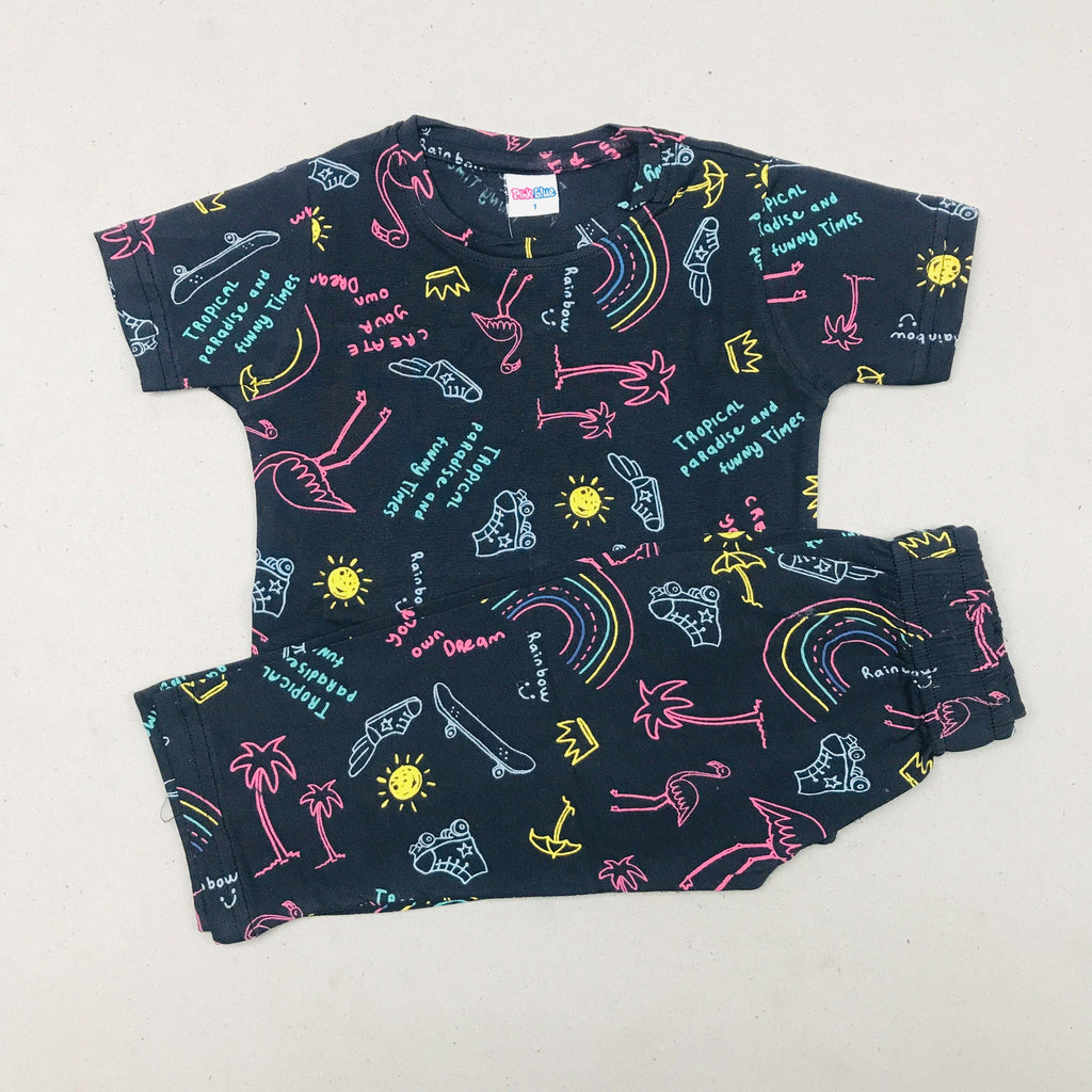 Pink Blue Printed Set