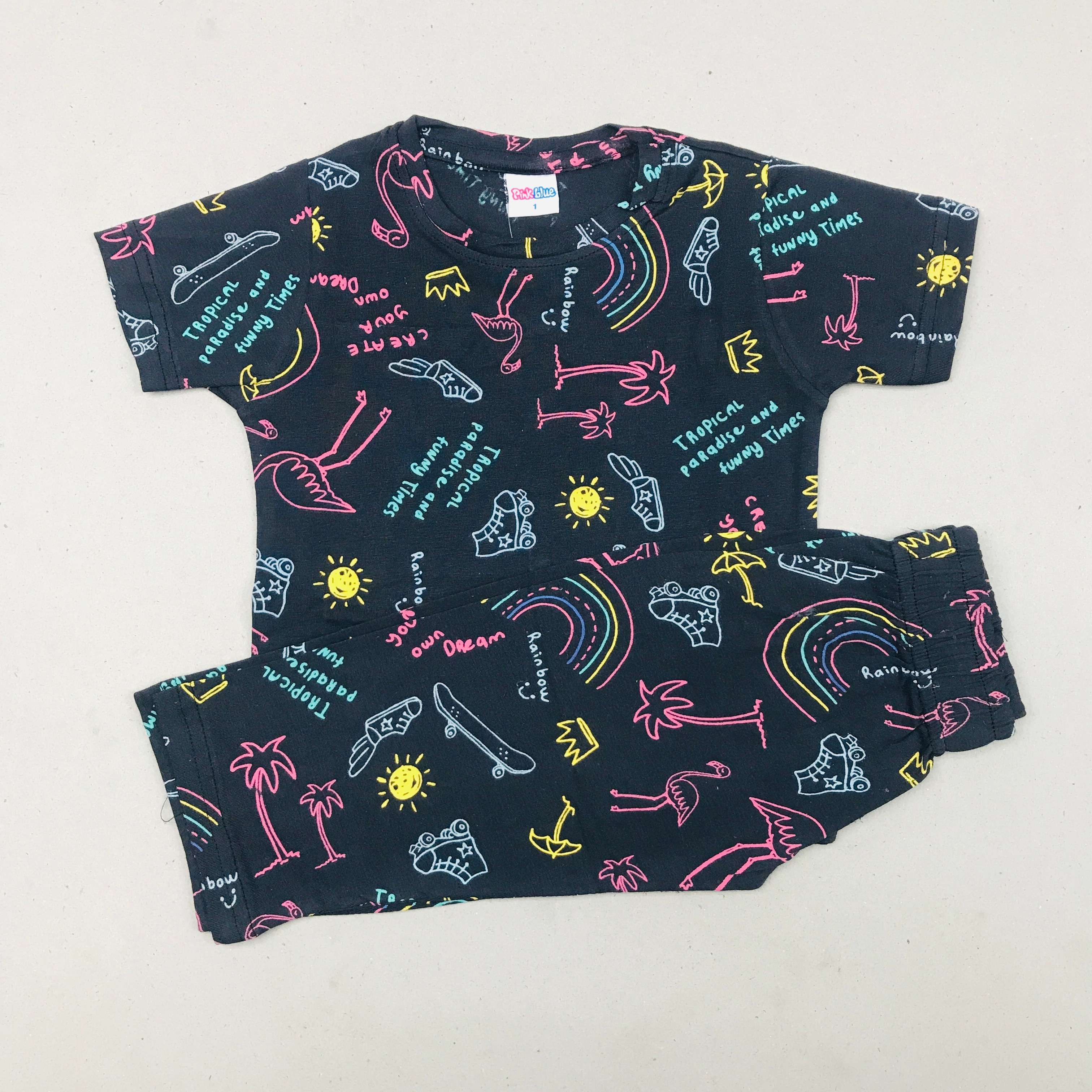 Pink Blue Printed Set