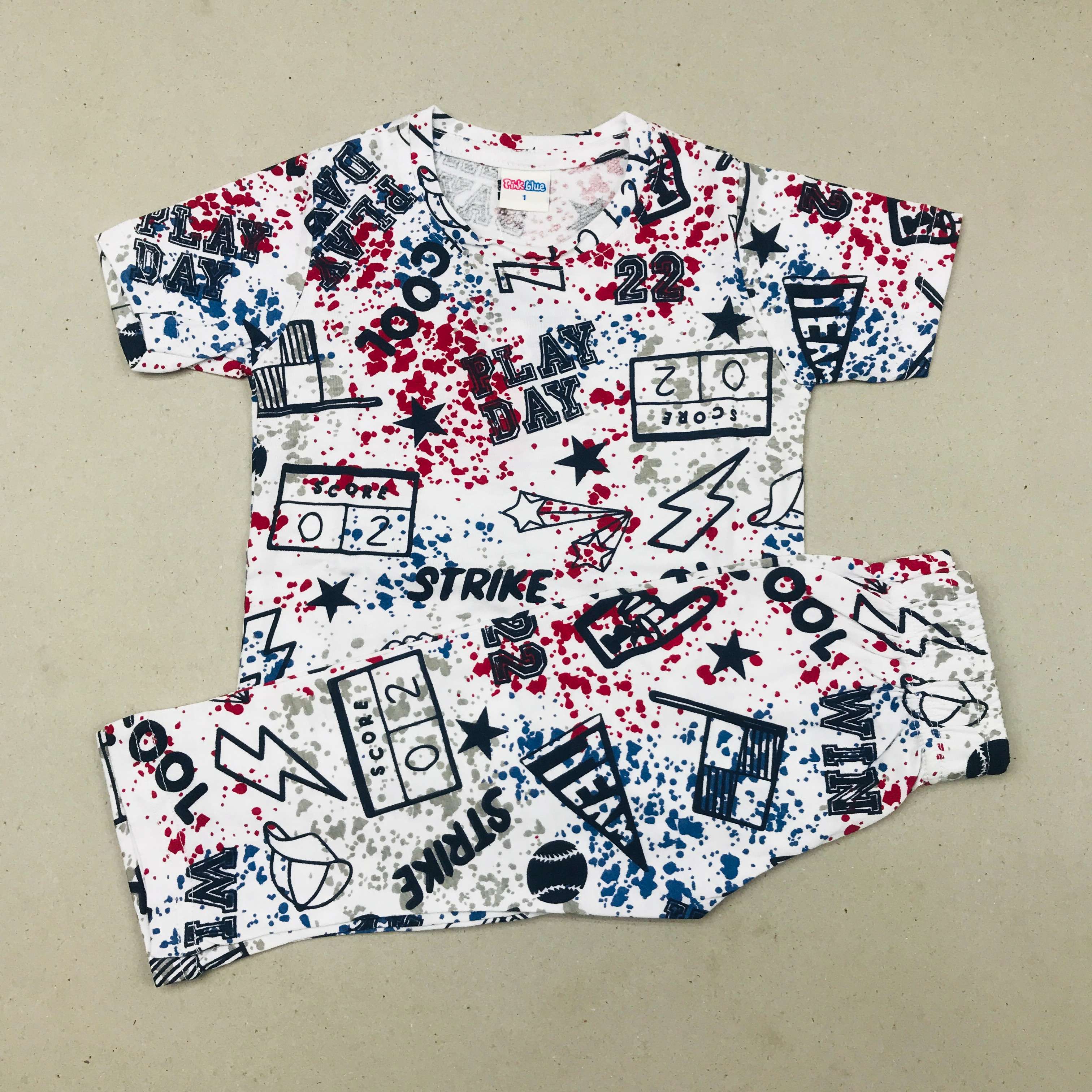 Pink Blue Printed Set