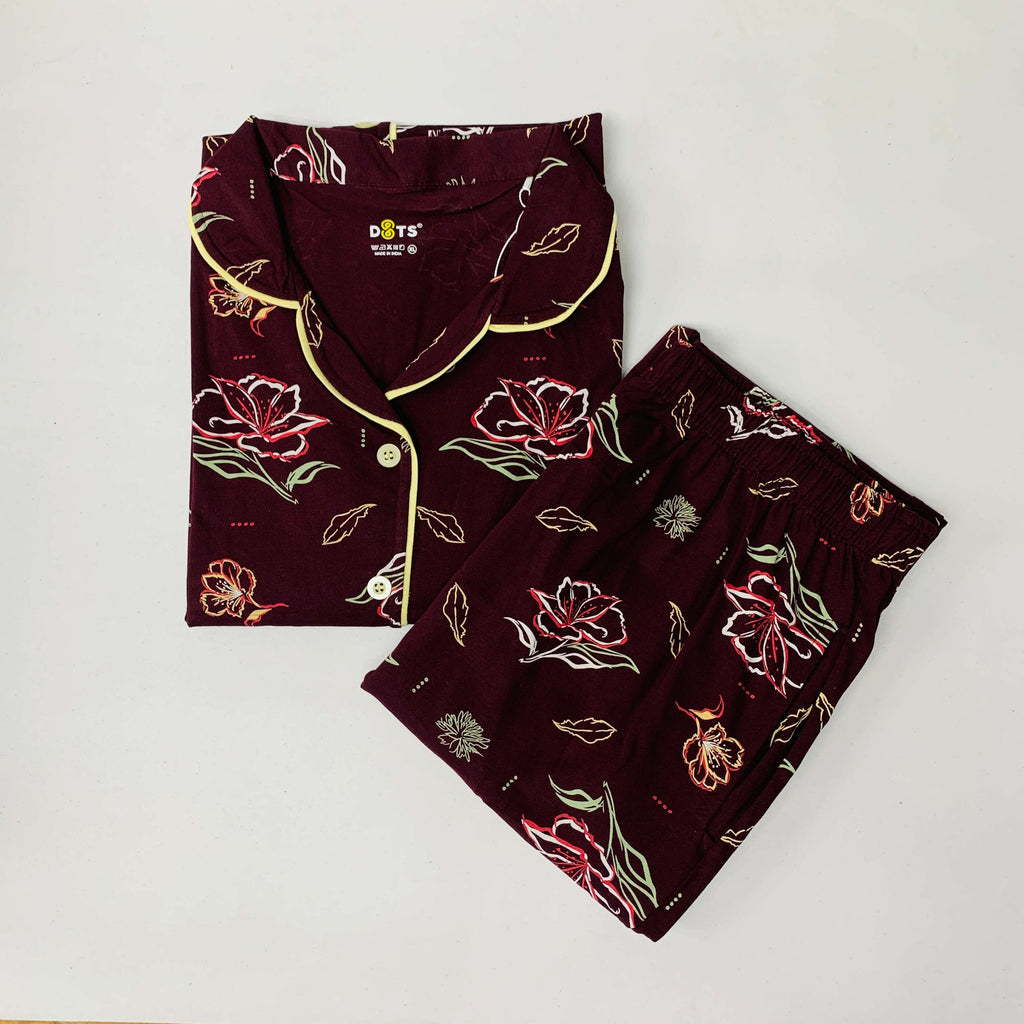 Dots Collar Pant Set with Pocket